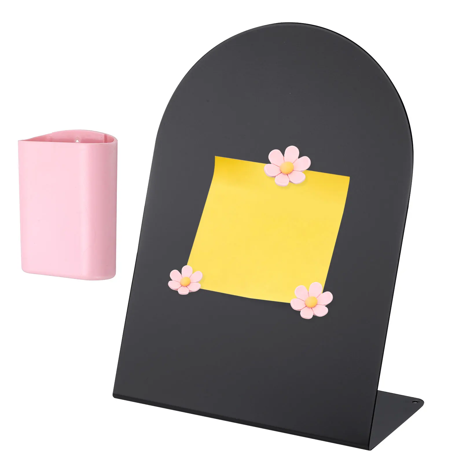 1/2Set Magnetic Bulletin Board Memo Magnet Display Stand Board with Flower Magnets and Pen Holder for Home Office Cafe Supplies