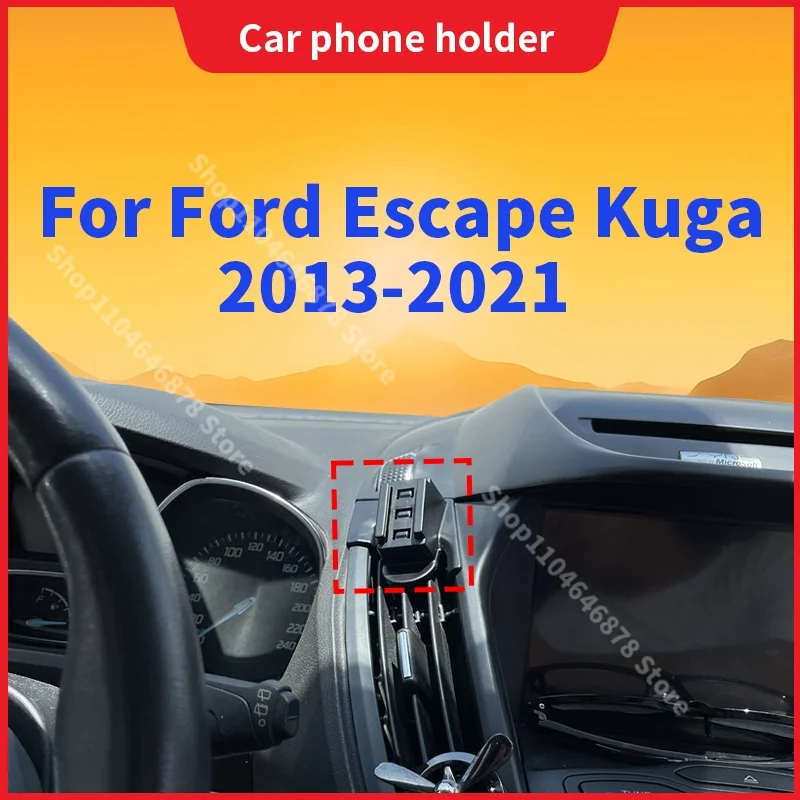 

Car Phone Holder For Ford Escape Kuga 2013 2014-2021 Mobile Phone Support Car Mounts Wireless Charging Accessories 360° Rotation