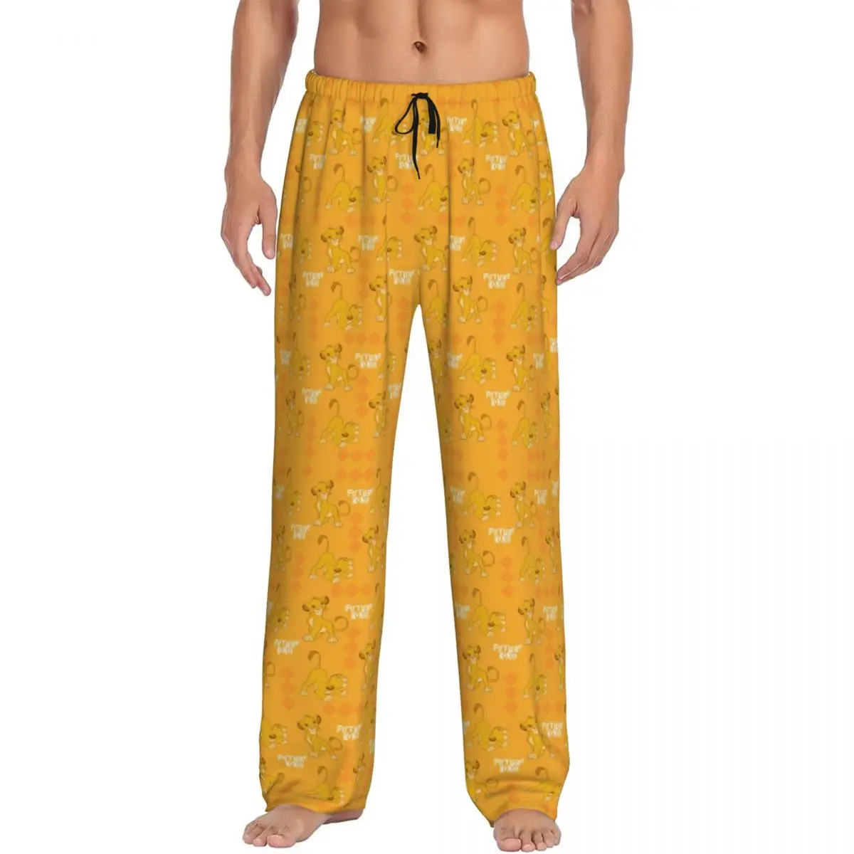 Custom Men Anime Film King Lion Pattern Pajama Pants Printed Hakuna Matata Cartoon Sleep Sleepwear Bottoms with Pockets