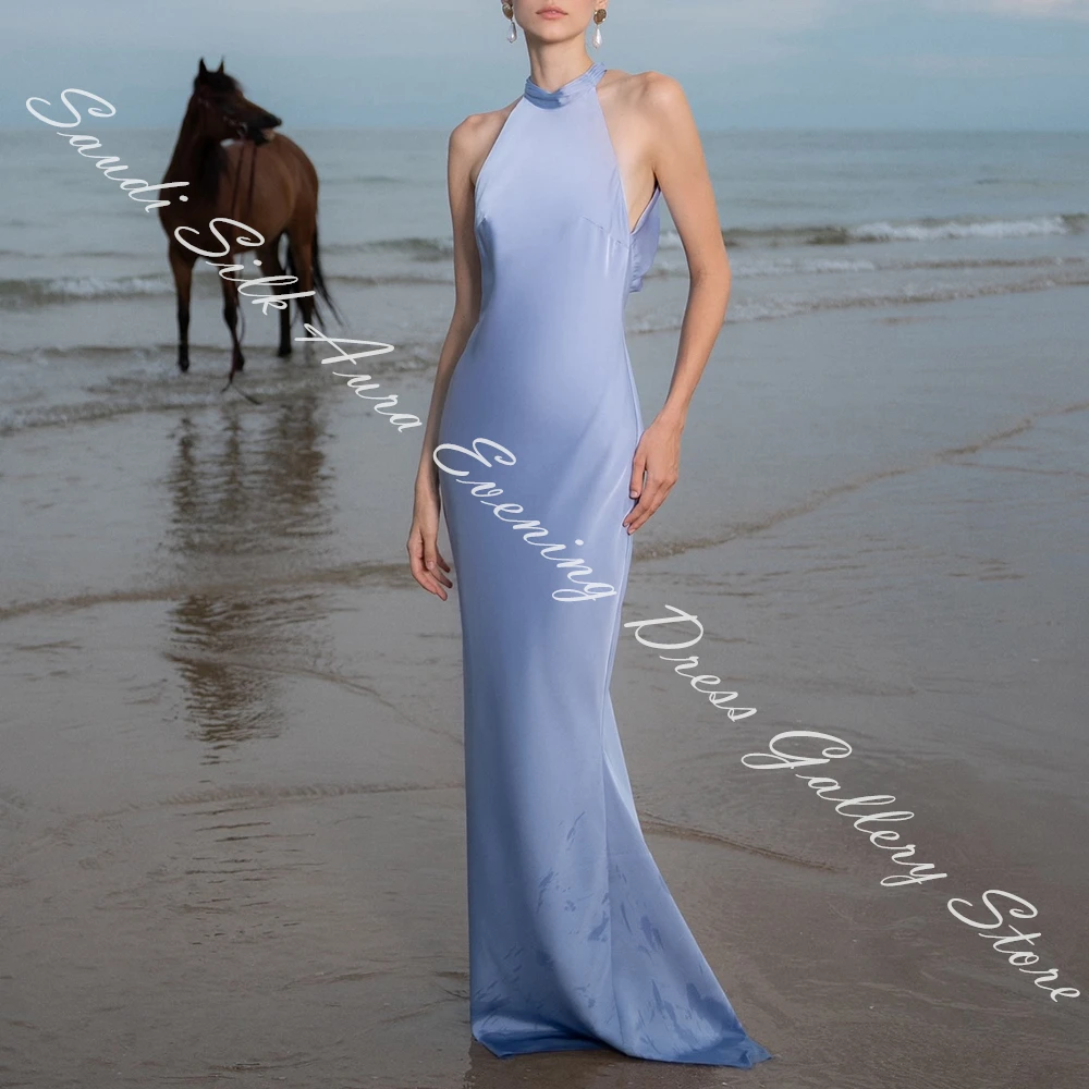 Customized  Satin Sleeveless Floor Length Straight Evening Dress Sweep Train Zipper Back Temperament Photo Color Bespoke Occasio