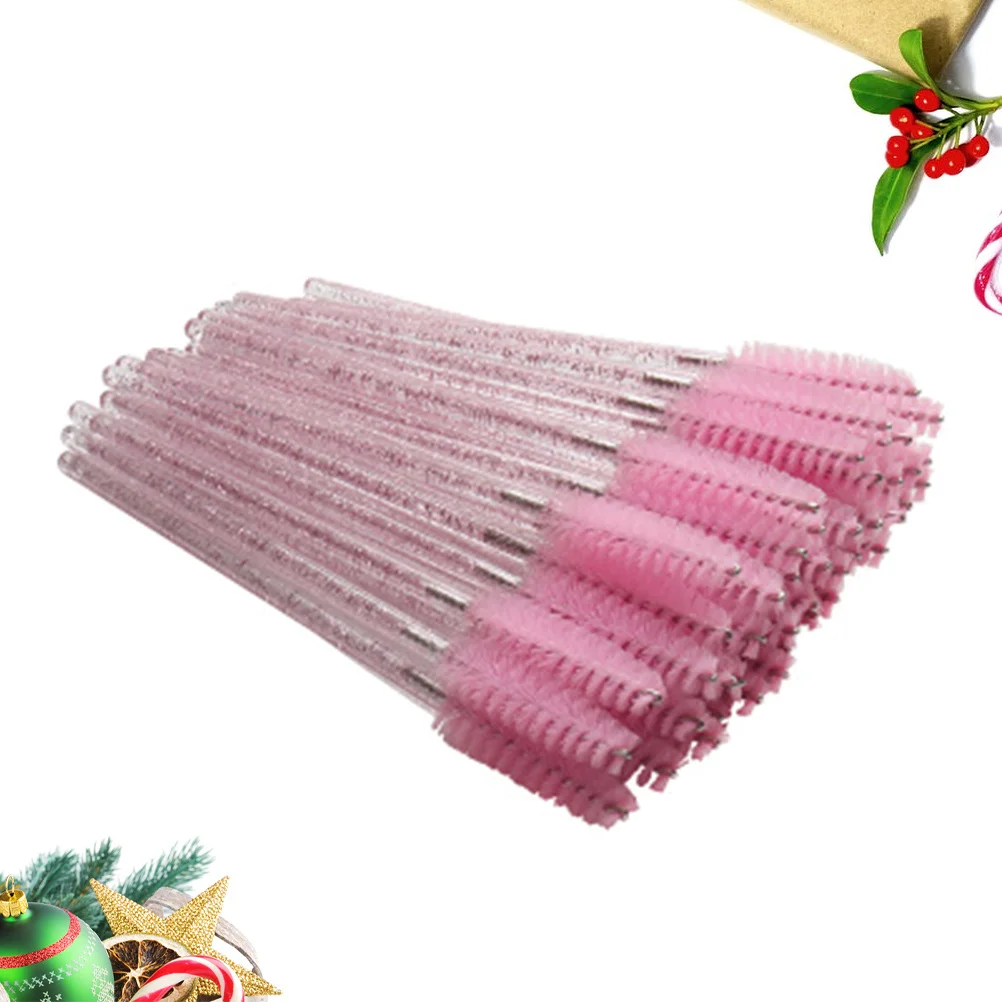 Brosses à Mascara jetables, tige en cristal, applicateurs de cils incurvés roses, outil de maquillage professionnel, 100 pièces