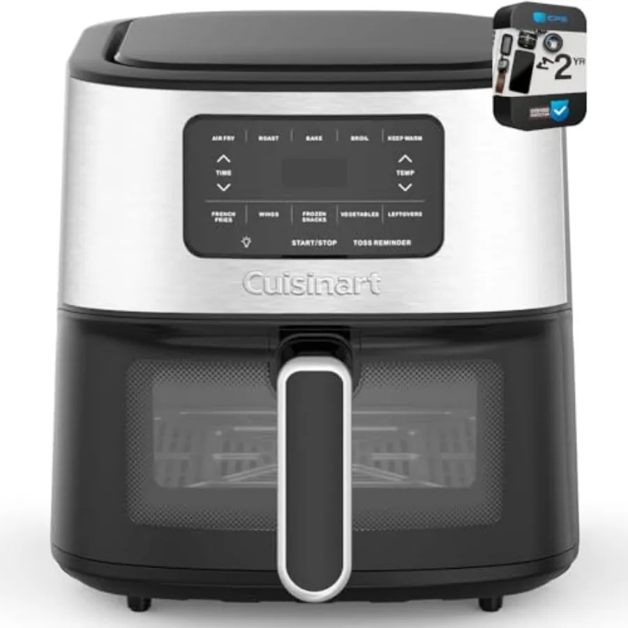 

6-Qt Stainless Steel Air Fryer Oven with 2-Year CPS Enhanced Protection Pack Ideal for Healthy Cooking Rapid Air Circulation Ea