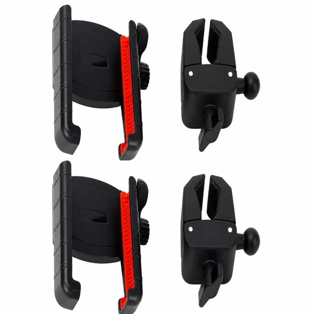 2 Set Adjustable Clamp Golf Cart Phone Mount 360° Rotation ABS PC Silicone Smartphone Cradle Golf Cart Accessories