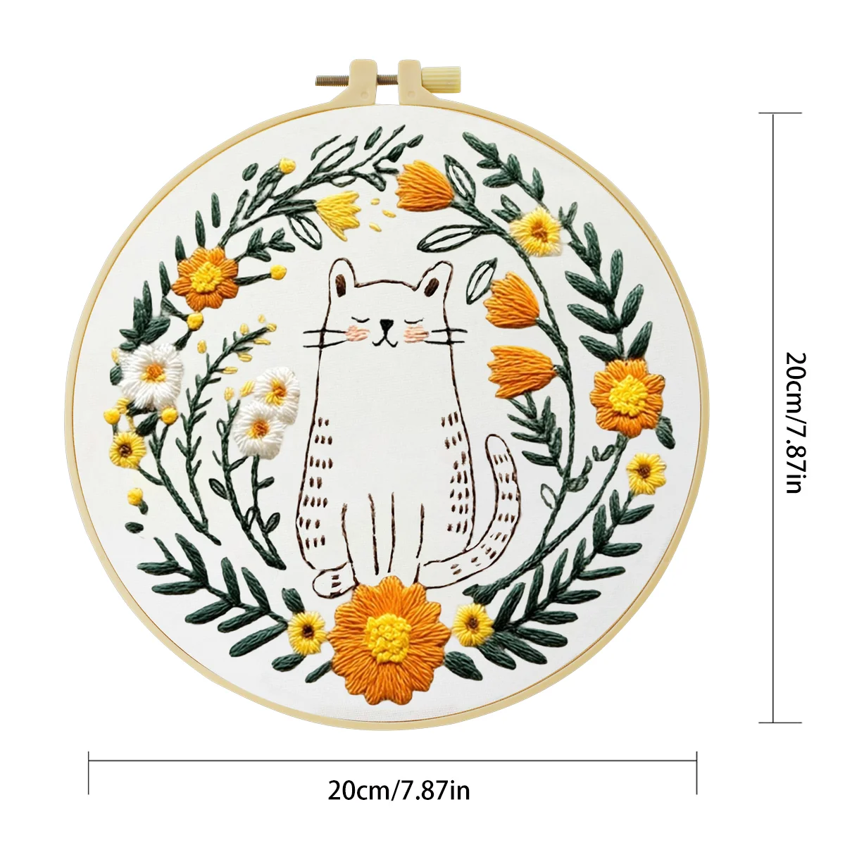 1 Stück 20X20CM/15X15CM 7,87/6,3 Zoll Katzen-Stickerei-Starter-Kit DIY-Kit DIY-Stickerei-Set Handarbeiten Nähkunst Malerei – Detail 4