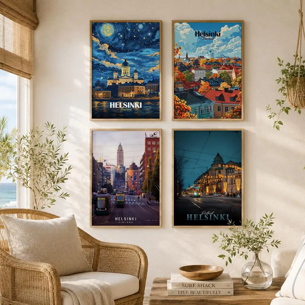 European Capital Helsinki travel Poster Versatile HD Waterproof Wall Art Self-Adhesive Decor for Any Space Ideal Gift
