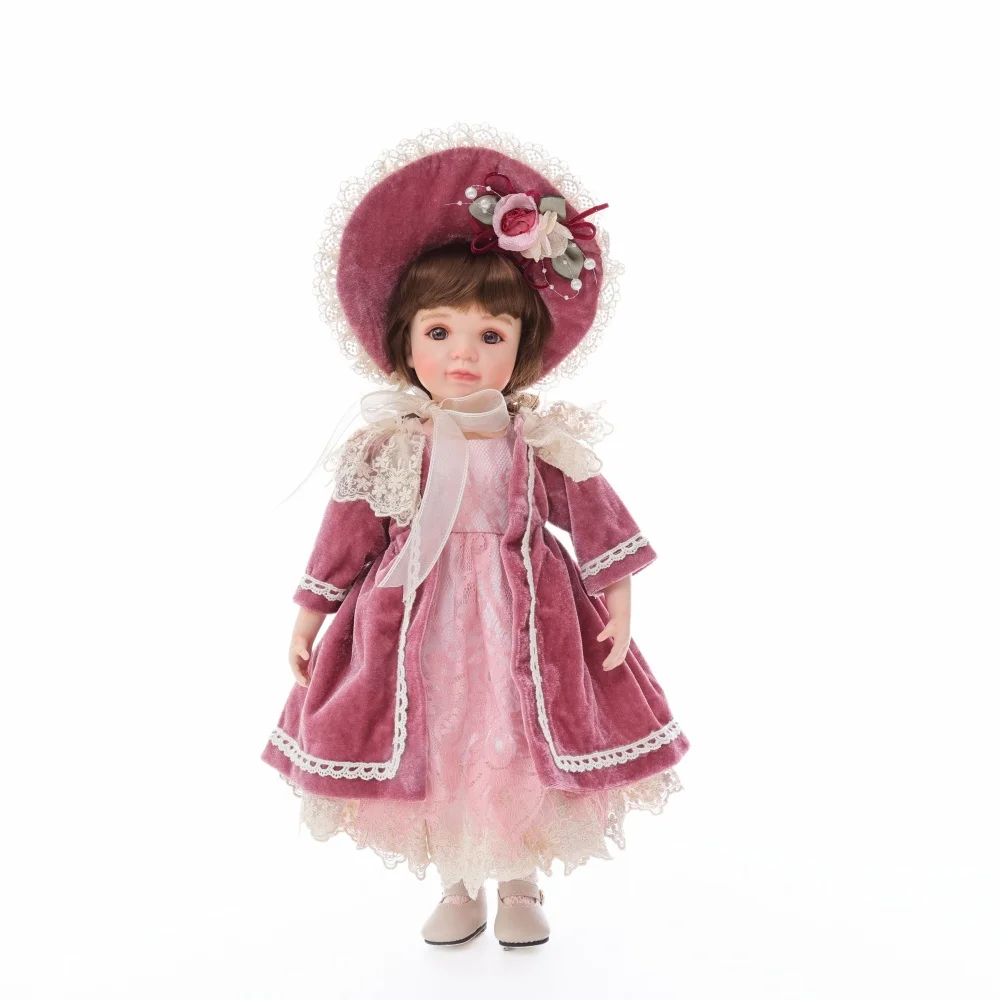 

Cloveray 45cm Original Victorian Style Porcelain Doll 18 Inch Retro Ceramic Limb Cloth Body Ceramic Doll Art Gift With Bracket