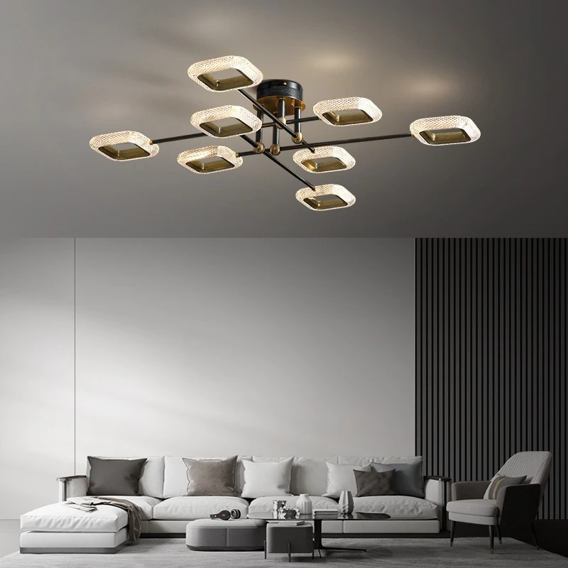 

All copper, light luxury, living room, modern, simple, atmospheric, crystal, ceiling lamp
