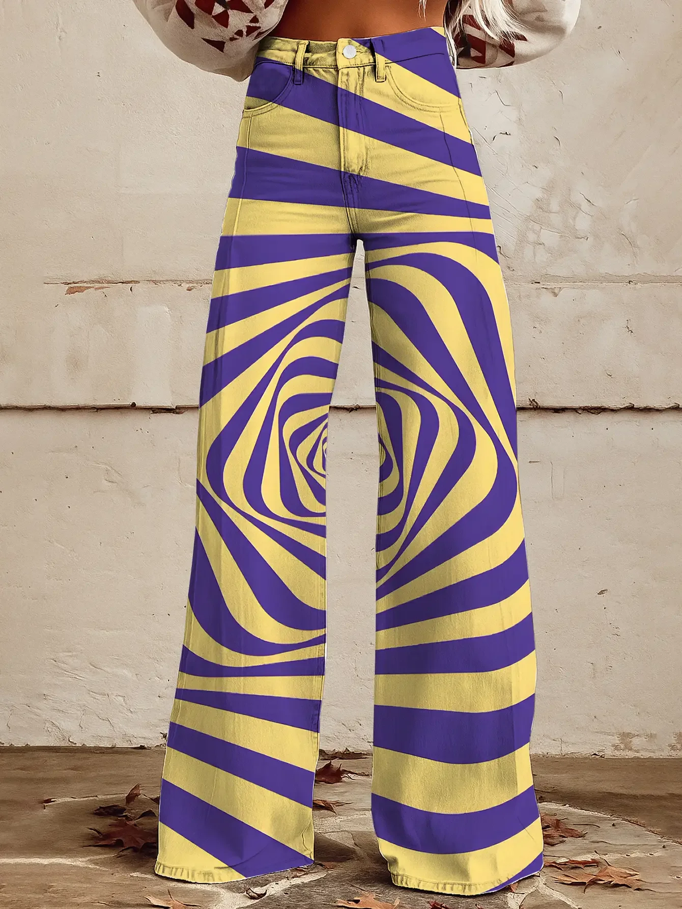 Women's new printed jeans with denim like fabric, casual and fashionable, Red background and leopard print combination