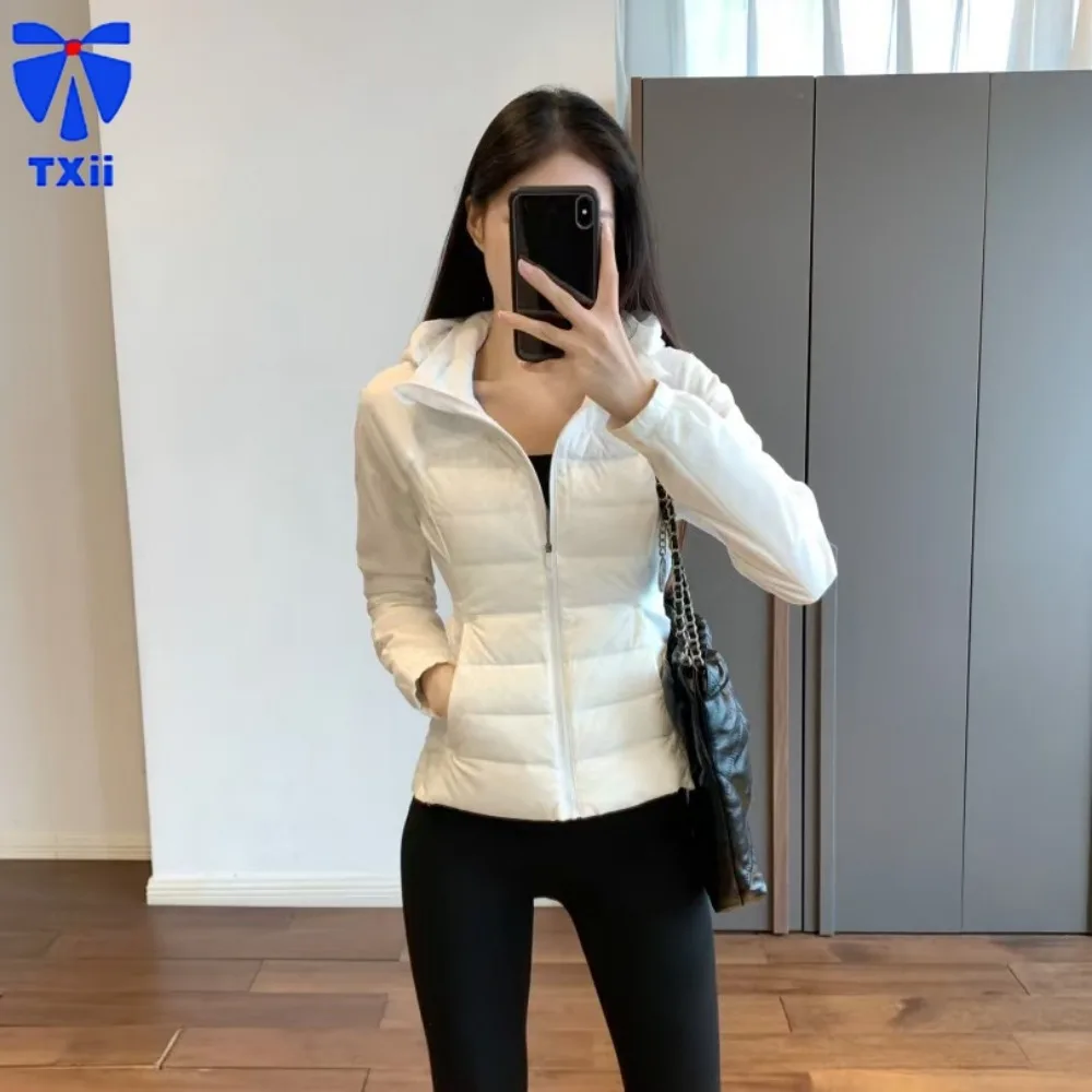 TXii New 90 White Duck Down Vacuum Split Filled Down Arc Line Line Multi-Piece Honing Line Removable Hooded Slim Down Jacket