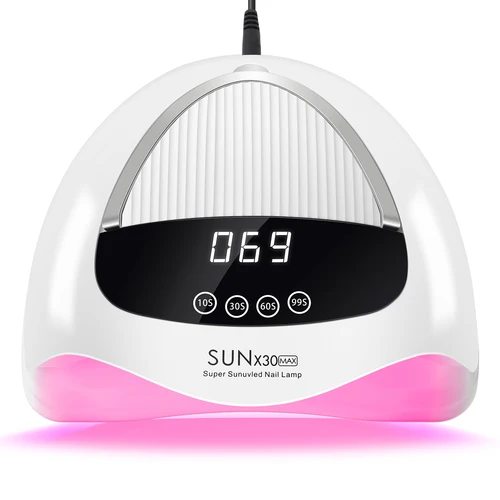 Imagen 1 del producto Lámpara UV profesional para uñas de 380W con 4 ajustes de temporizador, luces rojas, secador de uñas de 90LED para uñas rápidas, herramienta de manicura de esmalte de Gel