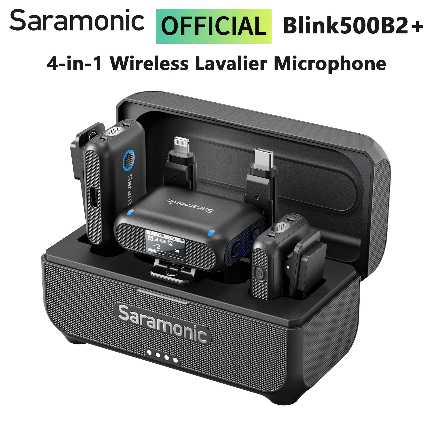 Saramonic Blink500B2+ Wireless Lavalier Microphone for iPhone Camera 150m Range Noise Cancellation 20H Battery for Vlog Youtube