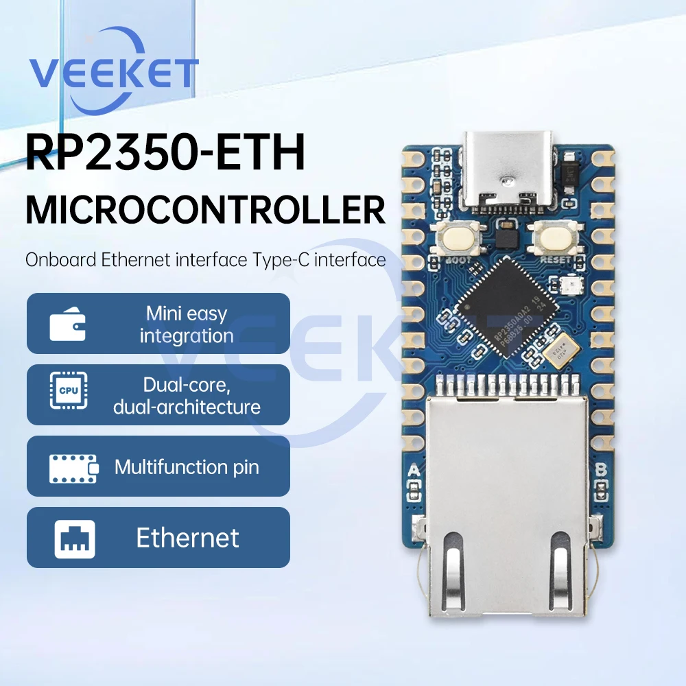 

RP2350-ETH Micro Controller Development Board For Raspberry Pi RP2350 CH9120 Ethernet Network For Arduino Type-C