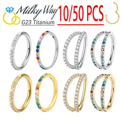 10/50pcs G23 Titanium Earrings Set 5A CZ Stones Sexy Nose Rings Daith Lip Hoops Ear Helix Cartilage Piercing Wholesale Jewelry