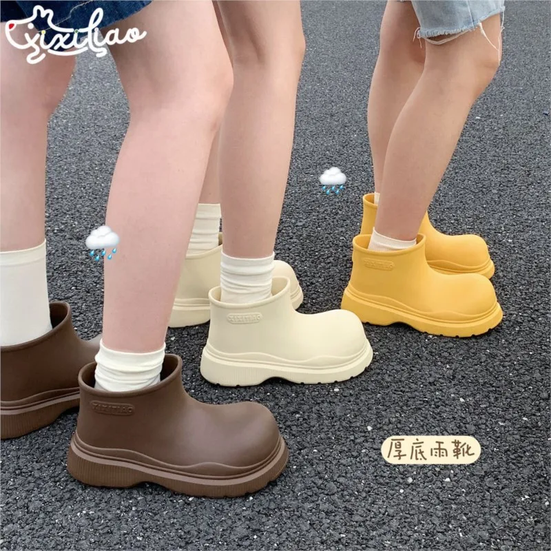 Summer Adult Ugly Cute EVA Soft Sole Clown Shoes 2024 New Girls Fashion Outdoor Wear Short Tube Water Shoes Ladies Rain Boots