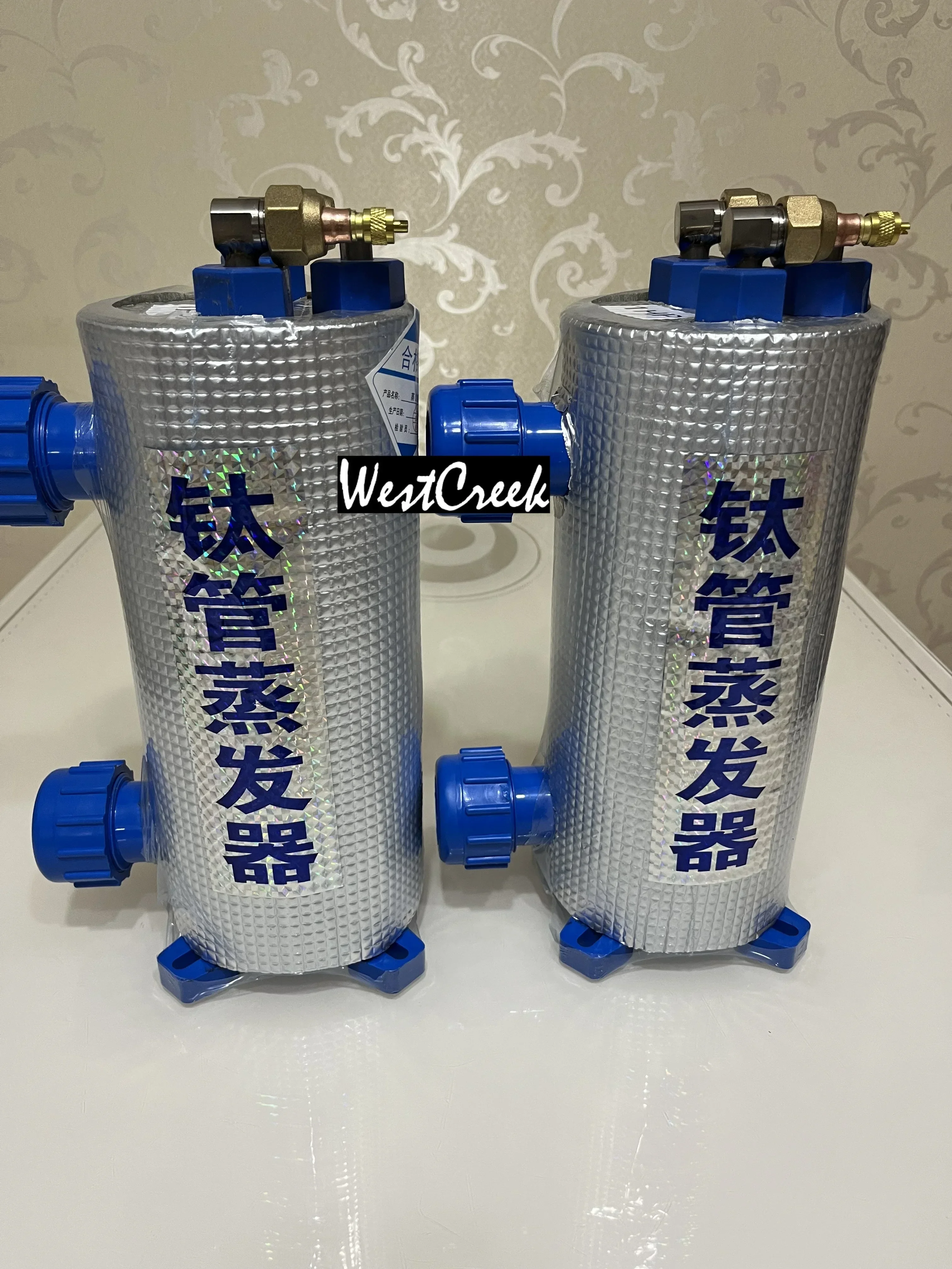 WESTCREEK Pure Titanium Evaporator, Gun, Fishpond Chiller, Ice Bucket Radiator, 1/1.5HP Small Volume Tube Heat Exchanger