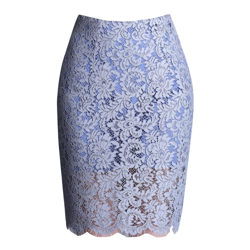 

Spring Summer 2024 New Elegant Women's Lace Crochet Sheath Pencil Skirts High Waist Female Wrap Sexy Office Midi Skirts