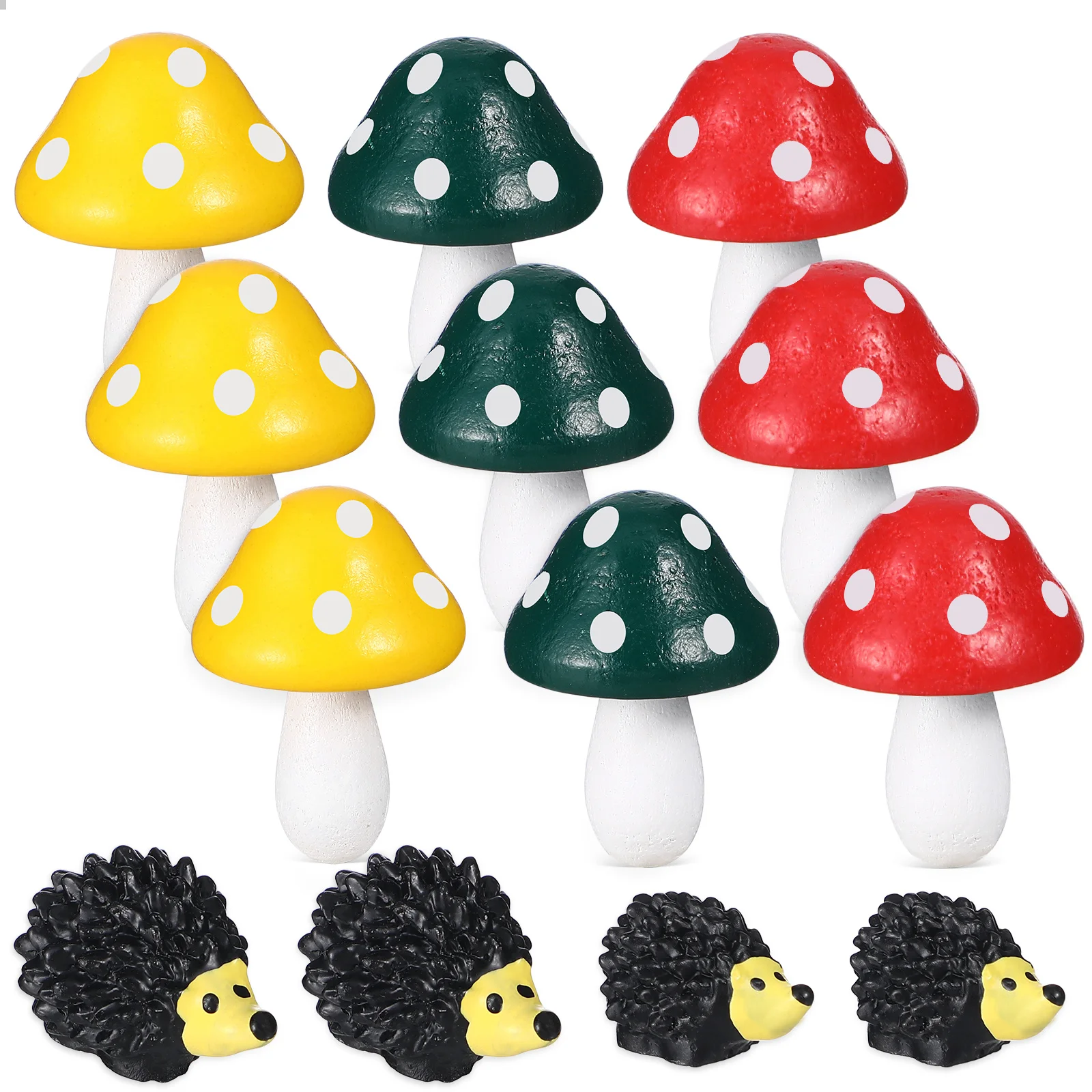 

1 Set Moss Micro Landscape Decor Mini Mushrooms Hedgehog Figurines For Fairy Garden Desk Tank Decoration Mini Resin Animals