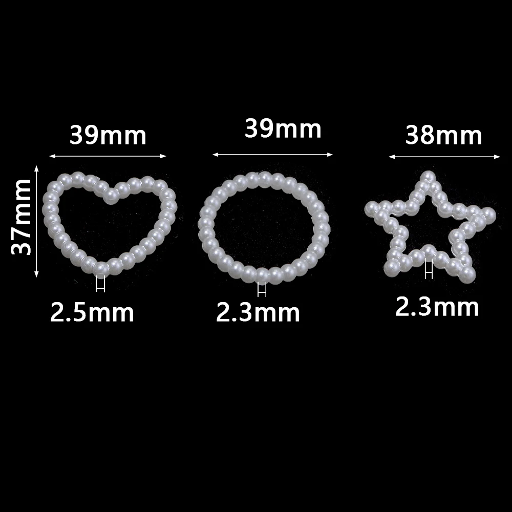 30 Stück/Lot ABS-Imitationsperlen, hohl, rund, Herz- und Sternform, lose Spacer-Perlen für DIY-Bastelarbeiten, Stifte, Schlüsselanhänger, Schmuckherstellung – Detail 1