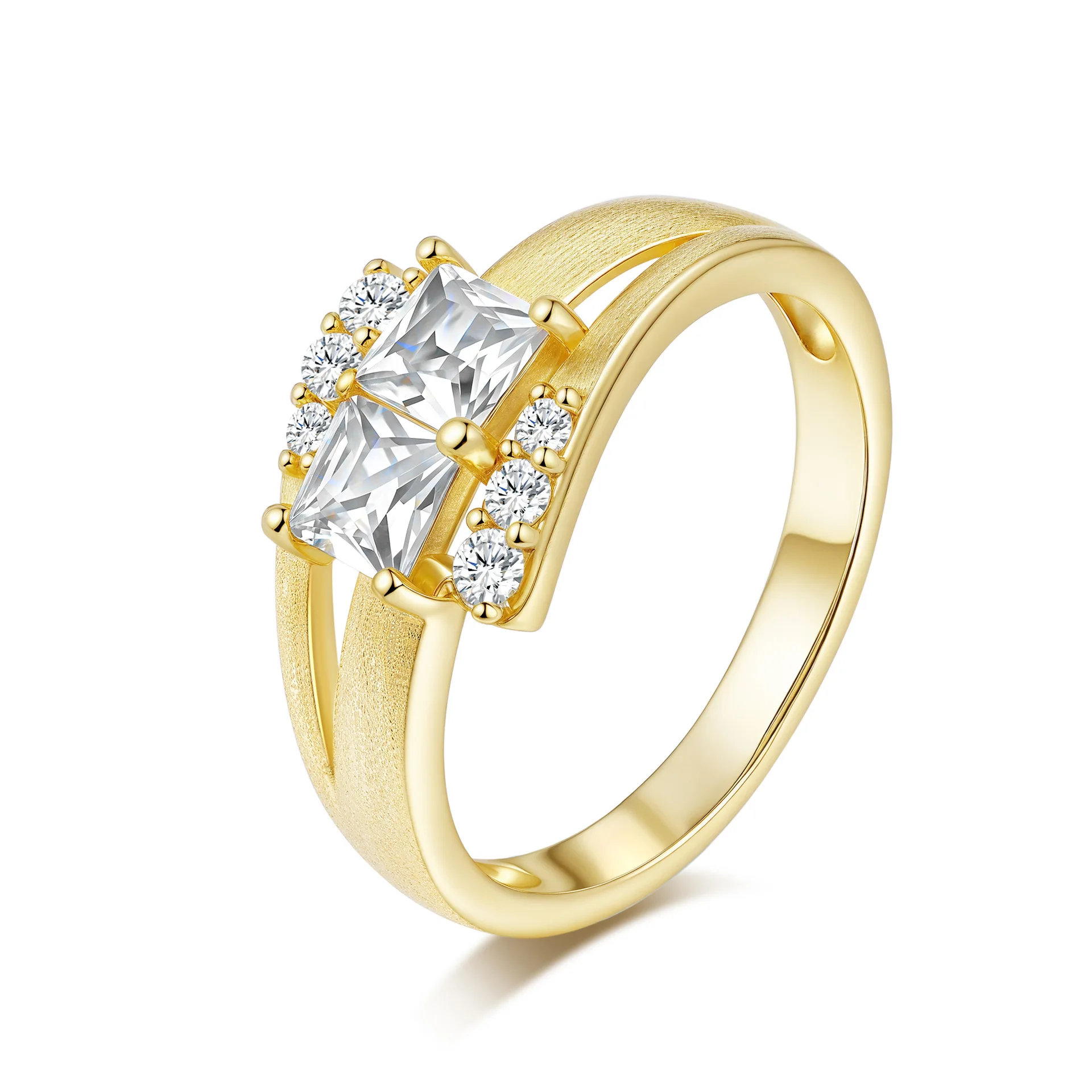 

Luxurious 14K Gold Moissanite Ring Brushed Luxury Elegant Design Unique Platinum Pt950 for Women Fine Jewelry Gift