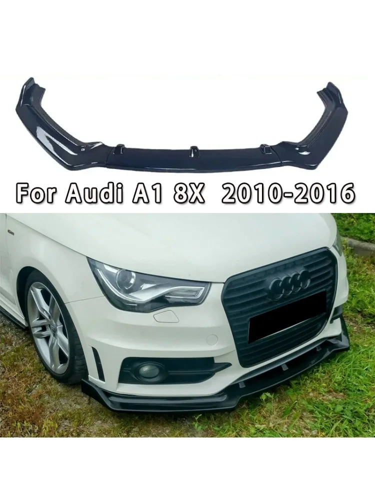 Pour Audi A1 8X 2010-2016 séparateur de lèvre de pare-chocs avant de voiture 3 pièces noir brillant lèvre de pare-chocs avant becquet de menton kit de carrosserie réglage