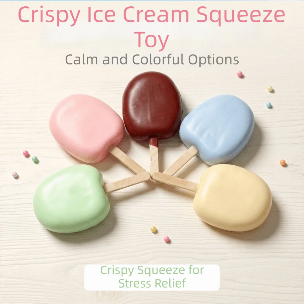 Sensory Fidget Ice Cream Squishy Crunch Sound Food Theme Wax Coating Squishy Popsicle Pinch Crispy Squeeze Children Gifts