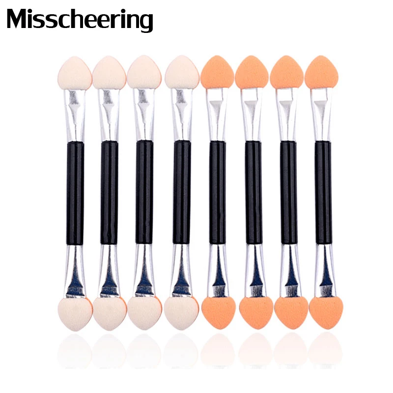 10pcs Eyeshadow Applicator Pro Sponge Double Ended Make Up Supplies Portable Eye Shadow  Nail Mirror Powder Brush