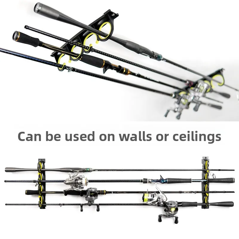 8-Slot Rubber Coated Fishing Rod Holder​ – Wall/Ceiling Mounted Display Rack for Garage, Horizontal or Overhead Storage