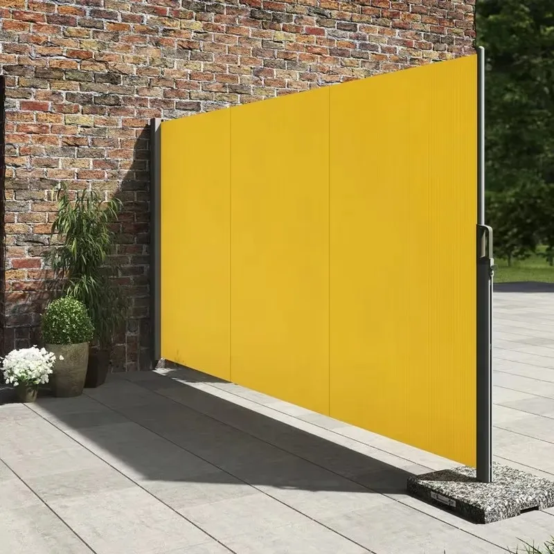 Outdoor Retractable Folding Windshield Polyester Aluminum Privacy Separator Side Canopy with Steel Rods