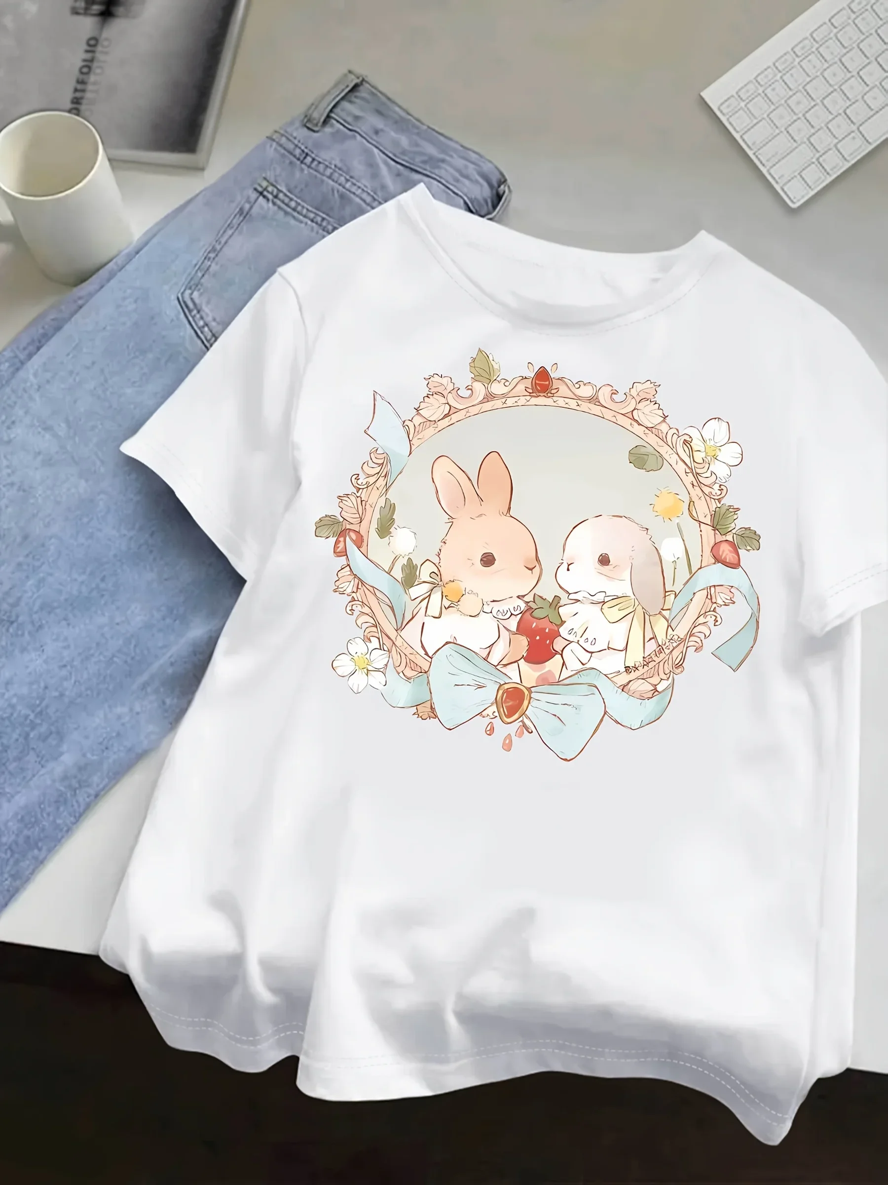 تي شيرت نسائي مقاس كبير برسومات جرافيك بأكمام قصيرة، فضفاض وكاجوال، ناعم ومريح للتنفس، رياضات خارجية #1