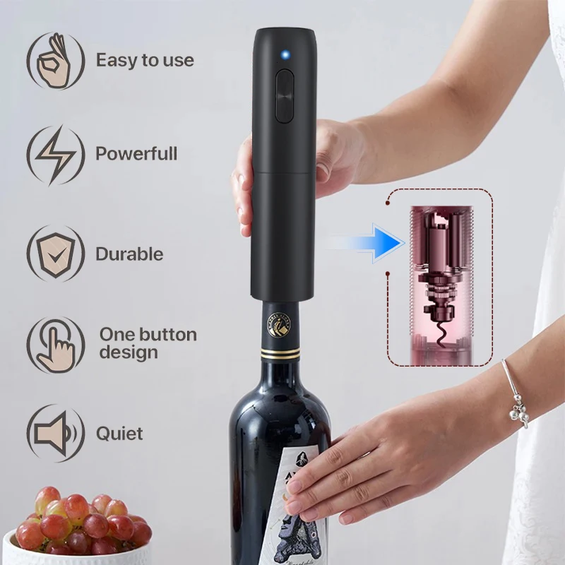 Electric Wine Bottle Opener Automatic Red Wine Corkscrew Rechargeable Wine Opener with Charging Base Tools Kitchen Accessories