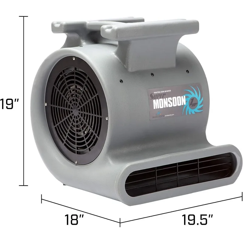 Super Monsoon SA-SM-1HP-GY Air Mover Blower Fan Carpet Dryers for Professional Carpet Cleaner Janitoral Floor Dryer