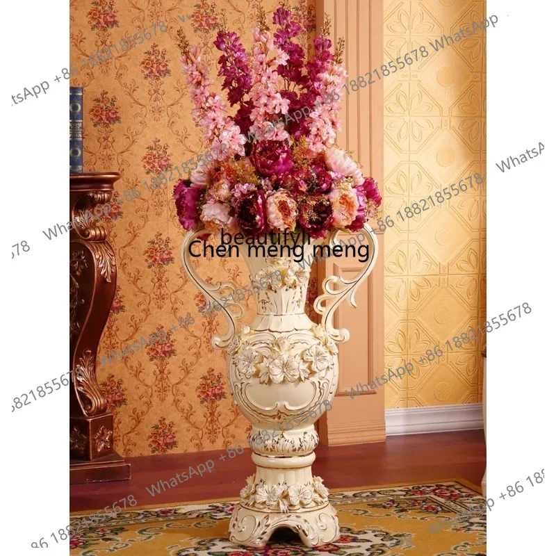 new ZqHotel-European-Style Ceramic Floor Vase, Entrance Flower Arrangement, Living Room Decorationss 26