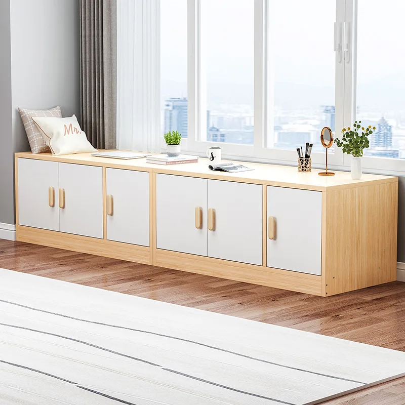 bay window cabinets, floor-to-ceiling cabinets, window sill storage cabinets, low cabinets