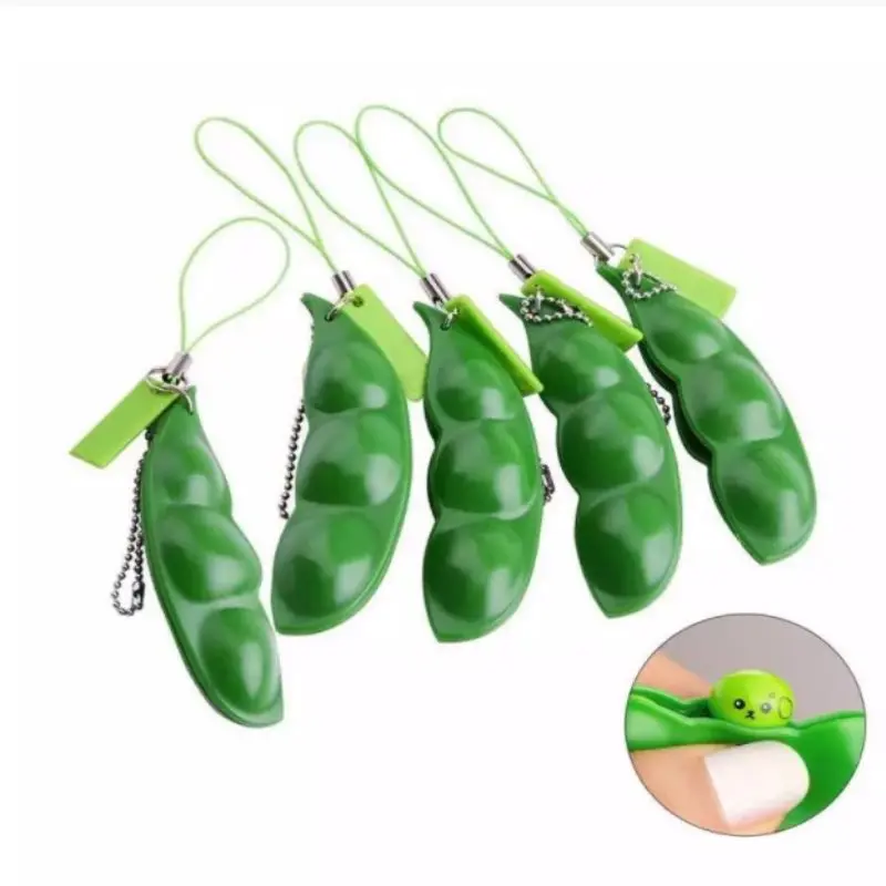 Portable Peas In A Pod Keyring Edamame Keychain Cute Bean Unzip The Toy