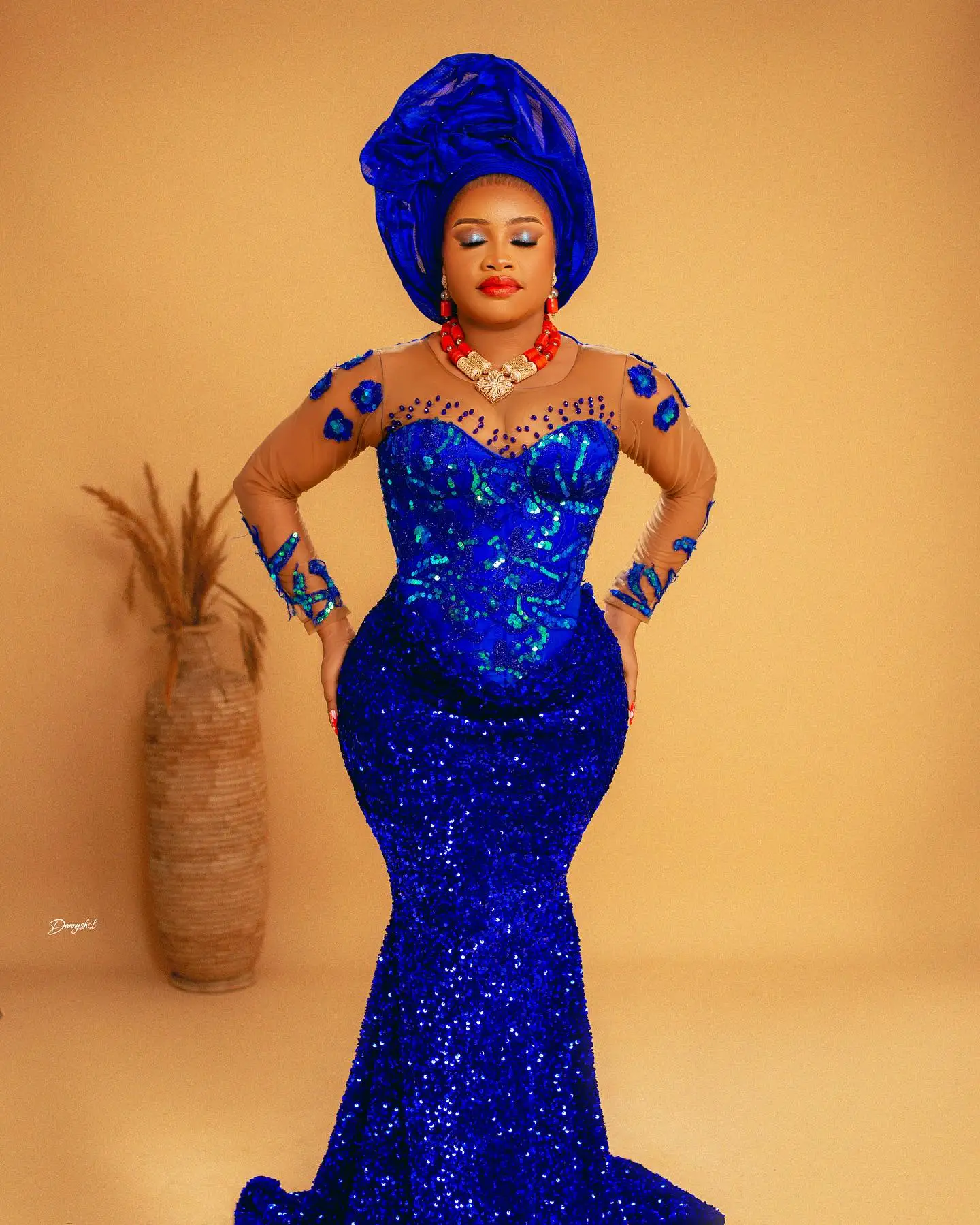 Aso Ebi Style Royal Blue Sequins Evening Dresses Sparkly Beaded African 2025 Formal Party Dress Black Women Wedding Guest Gowns