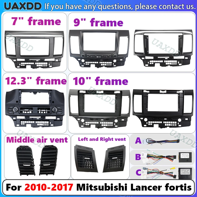 For Mitsubishi LANCER FORTIS 2010-2017 Automotive Center Plastic Android Stereo Radio Frame Kit Panel Automotive Air Vent Grille