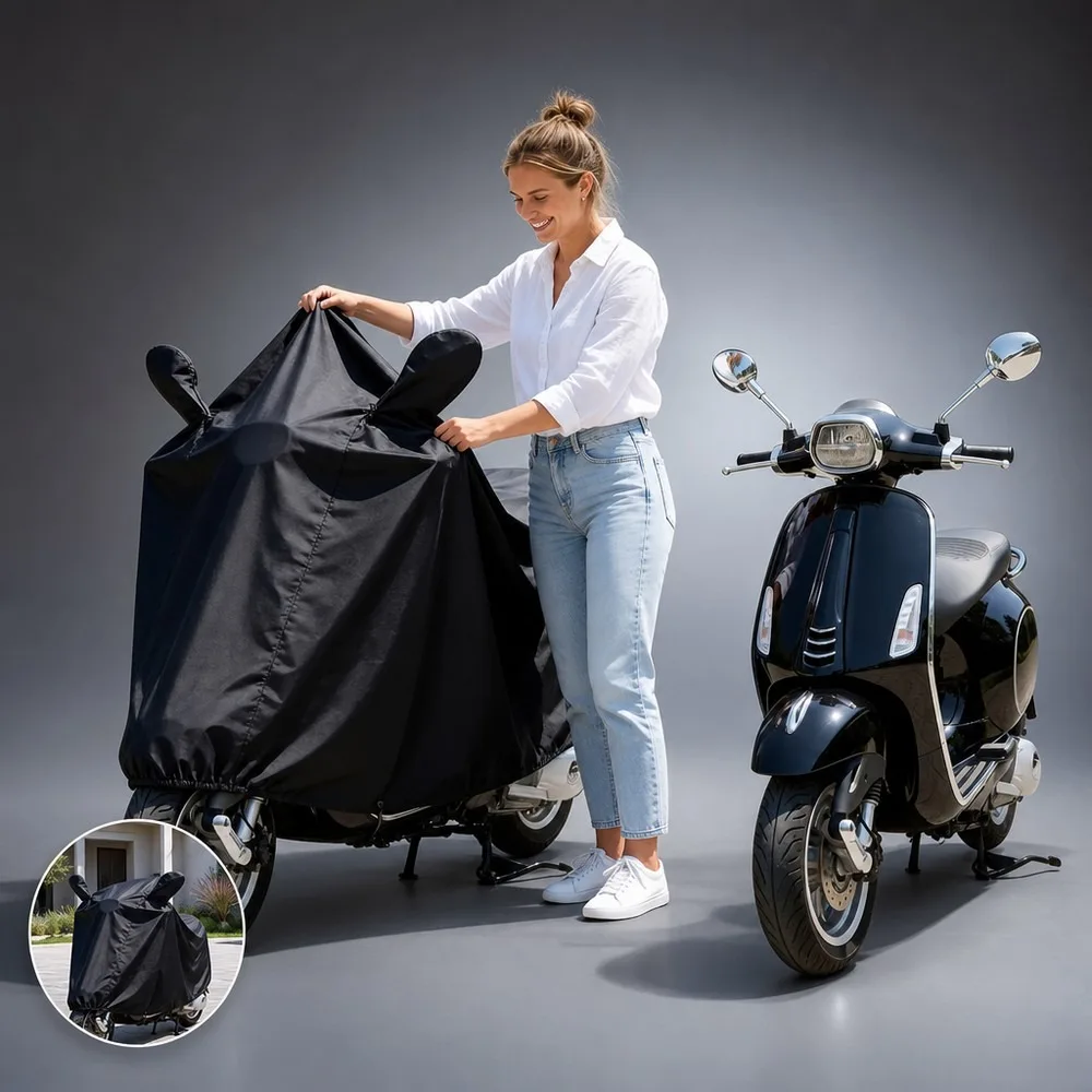 Heavy Duty EVA Motorcycle Cover Waterproof UV Snow Proof All Weather for Universal Fit Scooters ATVs Dirt Bikes Outdoor