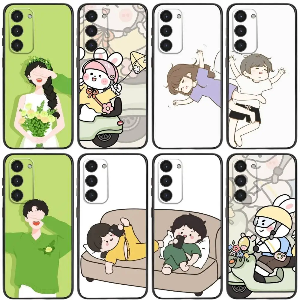 

Paired Couple Funny Cute Boy Girl Phone Case For Samsung Galaxy A20,21s,22,31,32,52,53,72,73,80,91 Liquid Silicone Black Cover