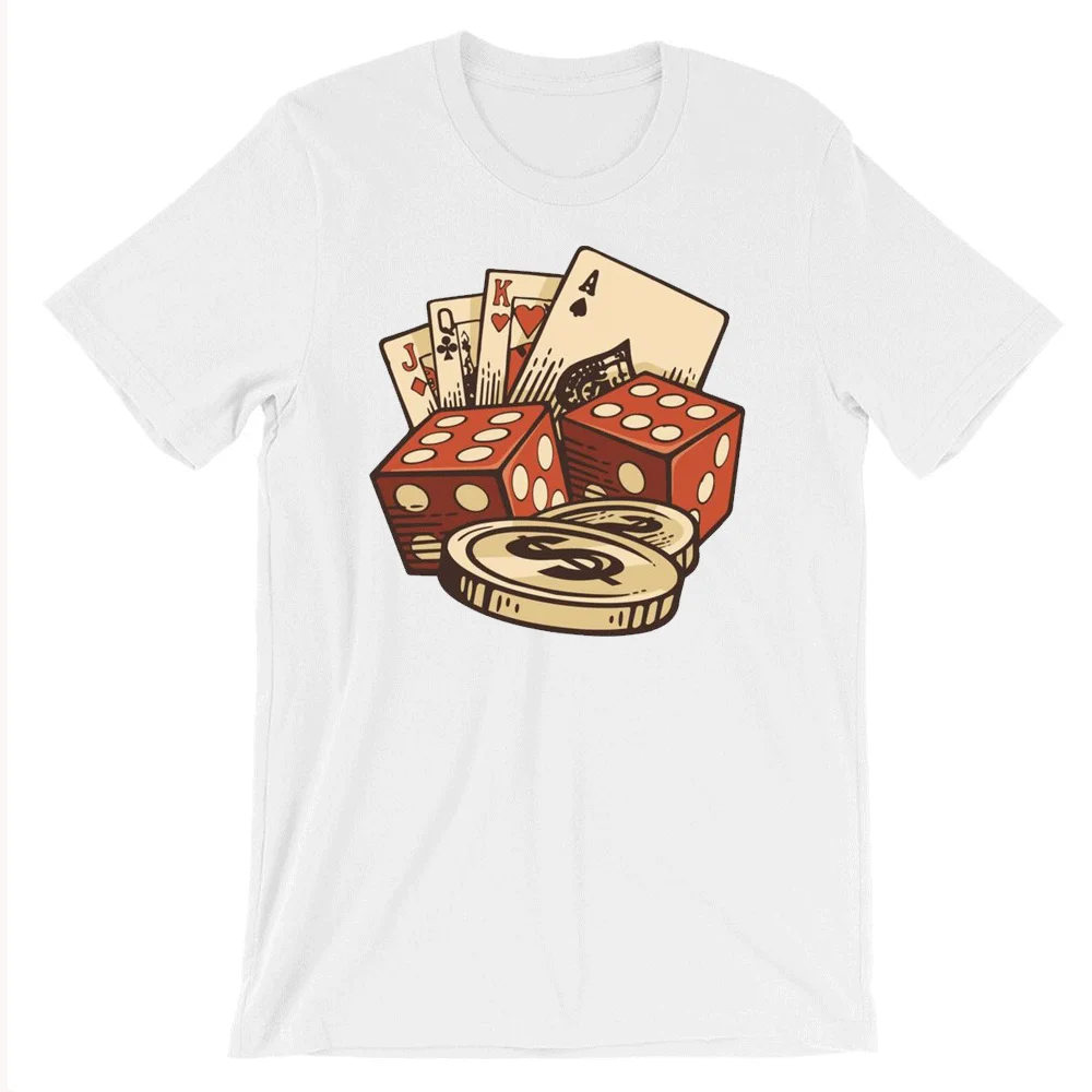 Poker Cards Unisex T-shirt Cotton Shirts Boys DTG Printed Shirt Gifts Queen Hearts Shirt Southern Casino Tee Playing Card Deck