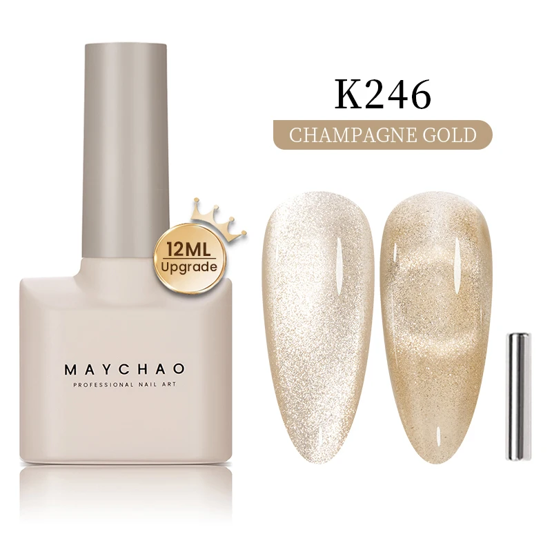 MAYCHAO 12ML Cat Eye Gel Nail Polish Rainbow Magnetic with Soak off Holographic for Manicure Salon Varnis Semi Permanent Gel