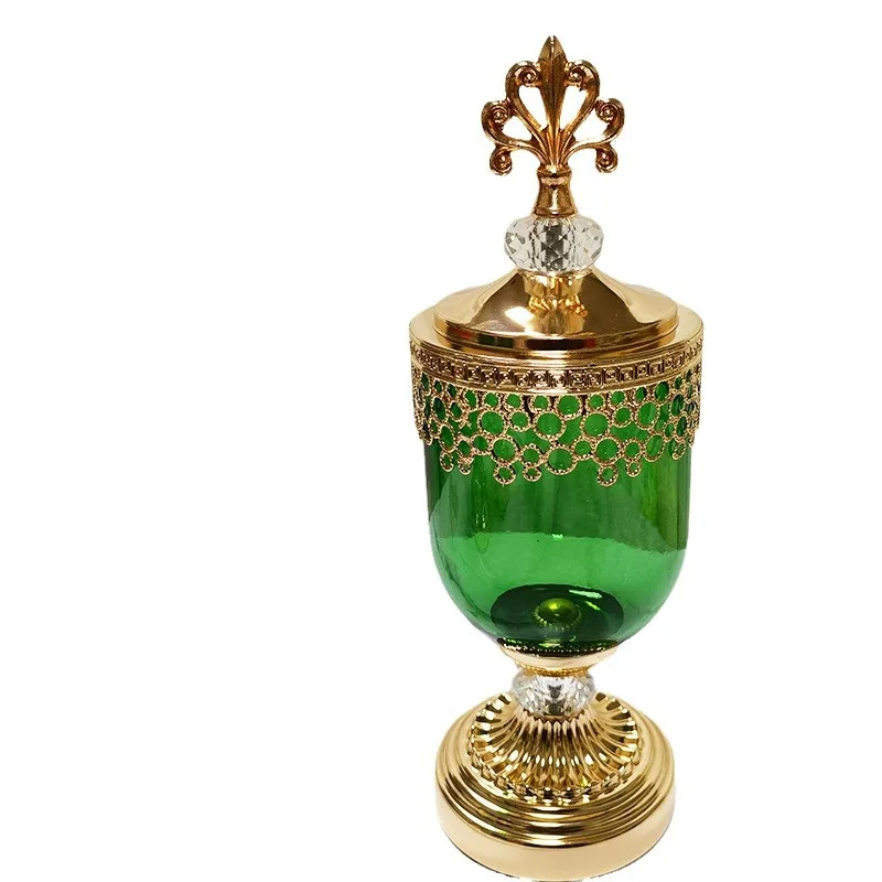

DSA household gold jewelry home living room light luxury creative storage tank glass decorative ornament high value