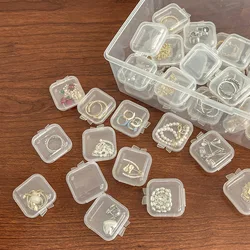 10pcs Plastic transparent small box mini with lid square earplugs jewelry earrings storage earrings box parts box