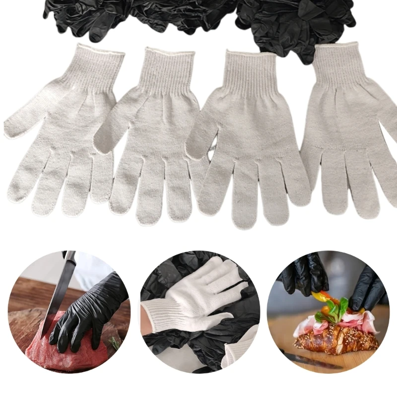 Black Grilling Gloves for BBQ with Washable Glove Liners Portable BBQ Supply