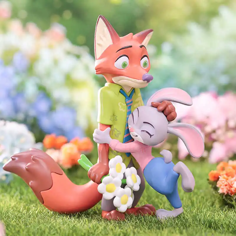 MINISO Disney Zootopia Flower World Series Benjamin Clawhauser Flash Judy Hopps Nick Wilde Action Figure Doll Toys Gifts for Kid