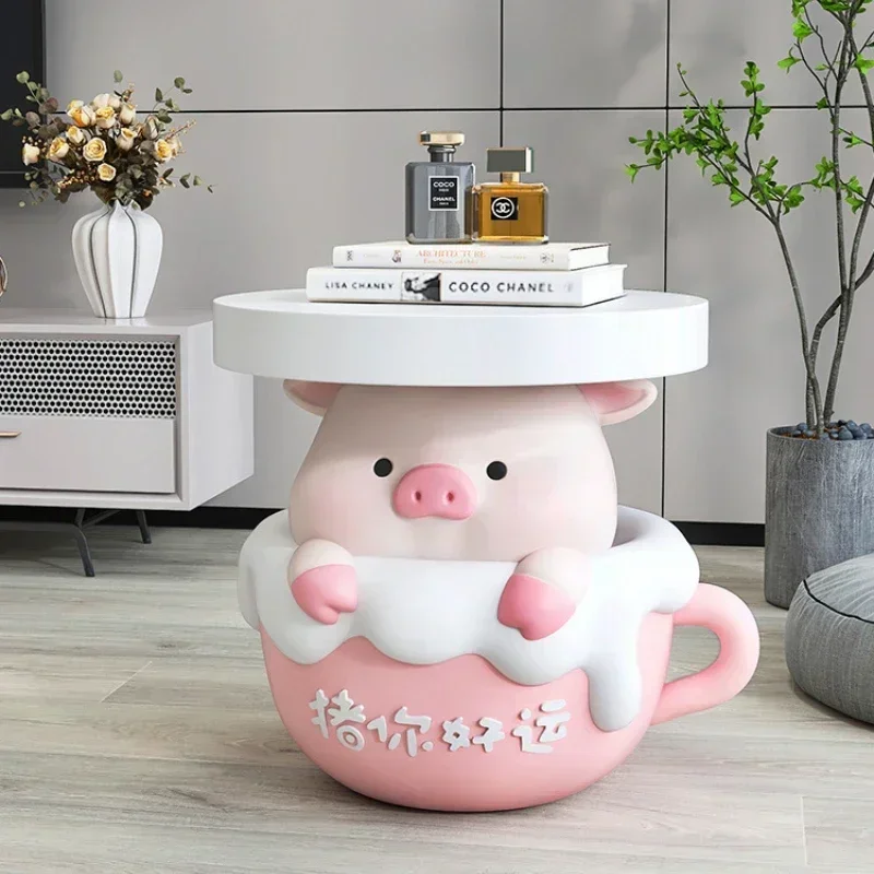 Coffee Table Cream Cute Pig Floor Decoration Living Room Sofa Edge Several Accessories Bedside Table Gifts Home Furniture