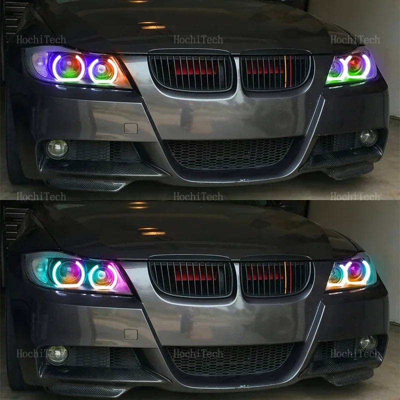 For BMW 3 Series E90 E91 Pre-LCI 2005-2008 Flowing multi-colored Ring Angel Eyes RGB DTM Style LED App control turn signal light