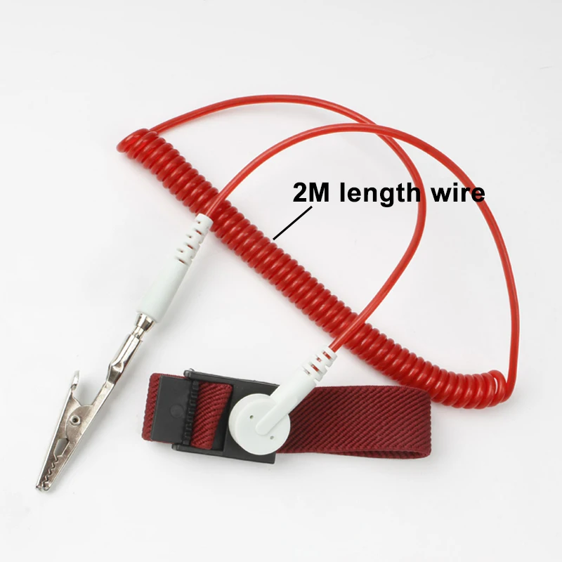 10Pcs/5Pcs ESD Grounding Wrist Strap 2M Wire Anti Static Bracelet Electrostatic Corded Adjustable Discharge Cable Wrist Band