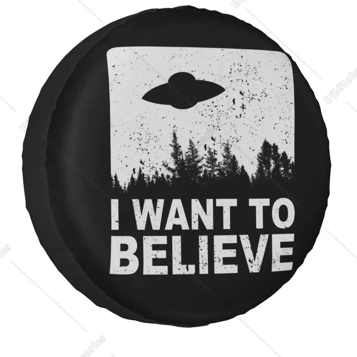 Personalizado os arquivos x eu quero acreditar capa de pneu sobressalente para jeep pajero alienígenas ufo área 51 capas de roda de carro 14 "15" 16 "17" Polegada