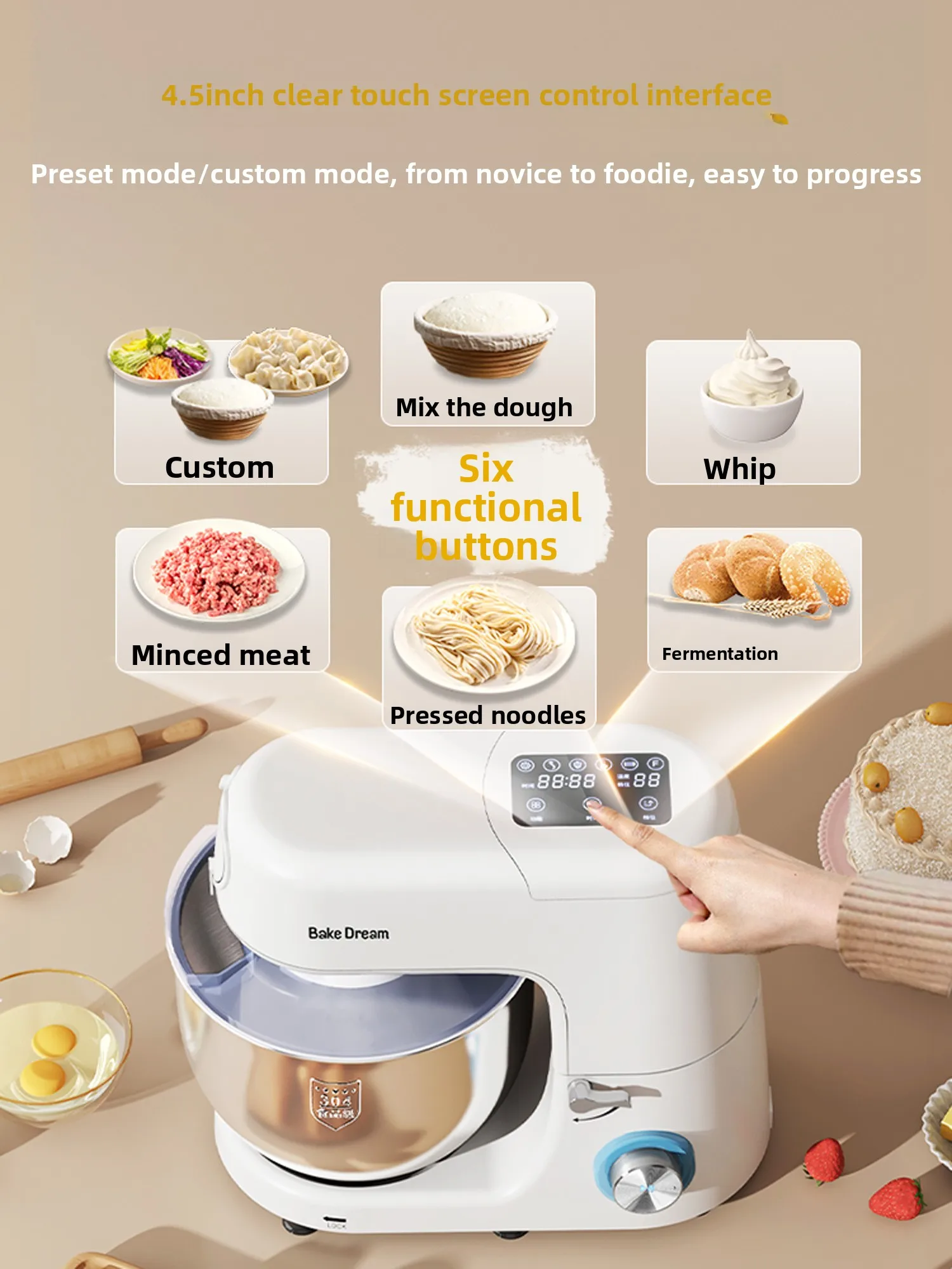 Kitchen machine household fully automatic small dough mixer kneading dough mixing fermentation multifunctional cooking machine