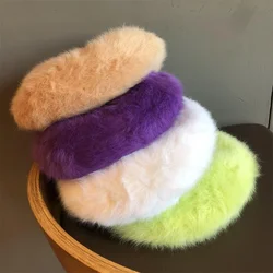 Upgrade Thicken Cute Rabbit Plush Beret Cap Women Painter Hat Korean Winter Warm Hat Autumn